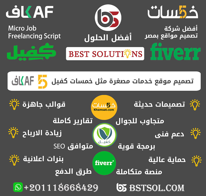 تصميم موقع خدمات مصغرة مثل خمسات FREELANCING لدي شركة افضل الحلول