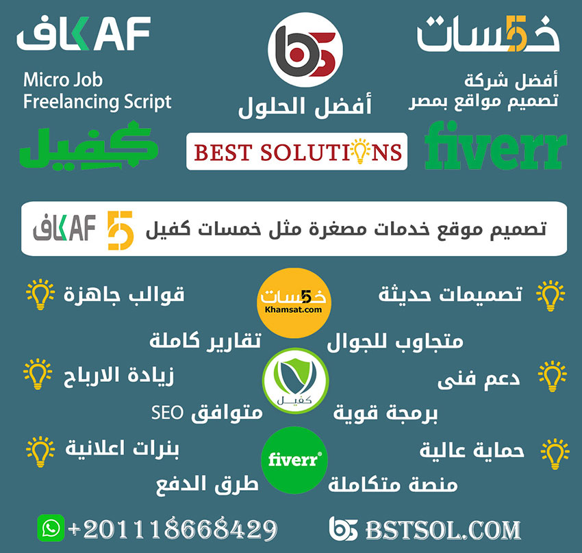 سكربت الخدمات مصغرة مثل خمسات لتصميم موقع و متجر سوق مثل خمسات وفايفر واى خدمة