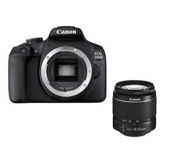 كاميرا كانون EOS 2000D الرقمية بعدسة عاكسة DSLR + عدسة 55-18 ملم 