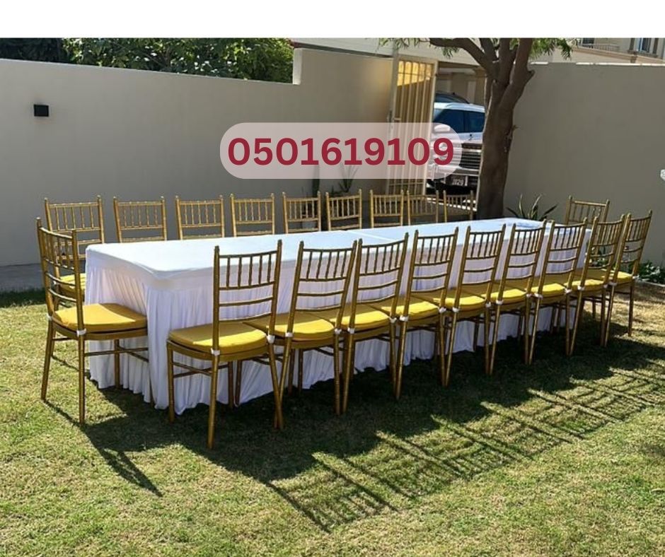 "Dubai Event Rentals Hub: Stylish Chairs and Tables for Rent"