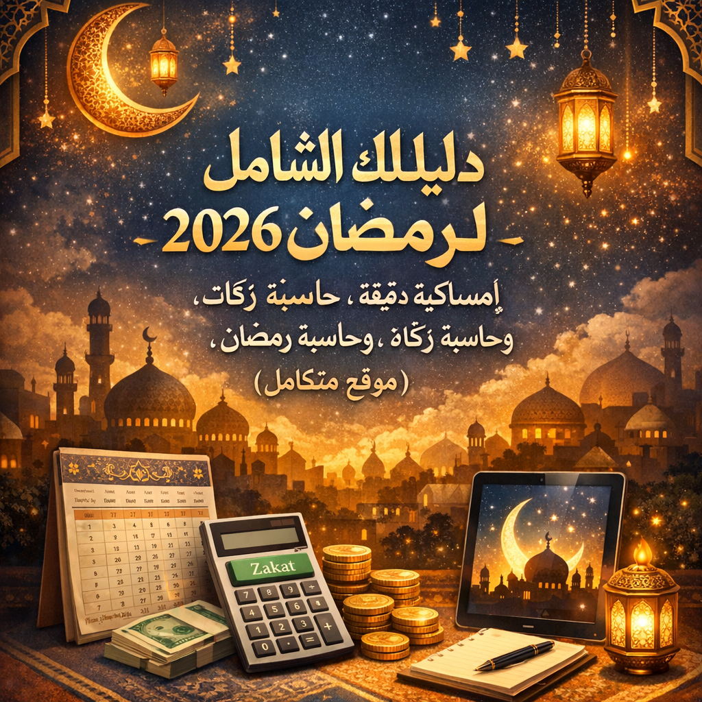 دليلك الشامل لرمضان 2026: إمساكية دقيقة، حاسبة زكاة، وحاسبة رمضان حاسبة فدية وكفارة (موقع متكامل)