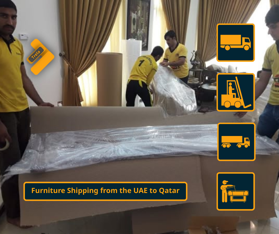 شحن أثاث من الإمارات إلى قطر بخدمة تغليف احترافي وتوصيل سريع حتى باب المنزل
