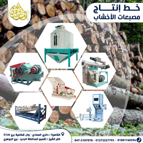 خط انتاج مصبعات الاخشاب،???? مراحل الإنتاج تبدأ من: التكسير ➡️ التجفيف ➡️ الكبس ➡️ التبريد ➡️ التعبئة 