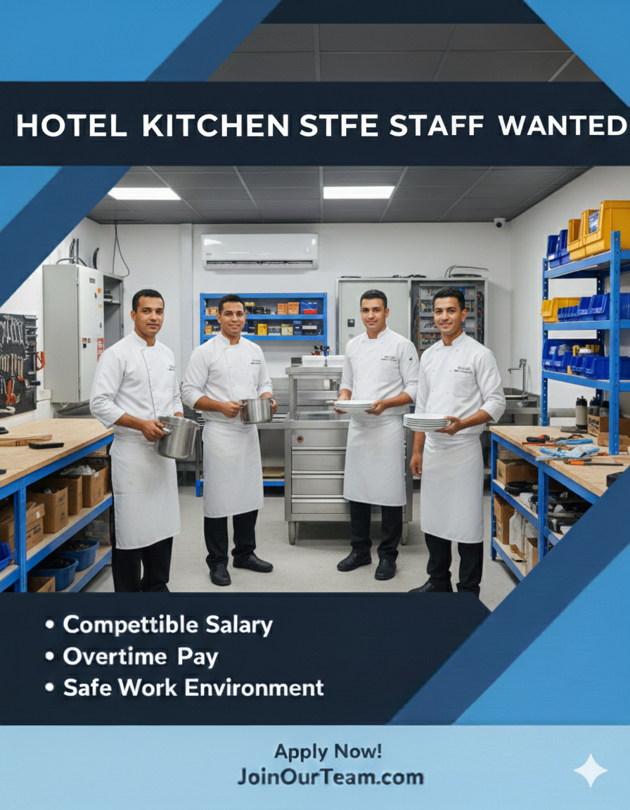 مطلوب للعمل بفندق بشرم الشيخ عمال تحضير مطبخ – استيوارد