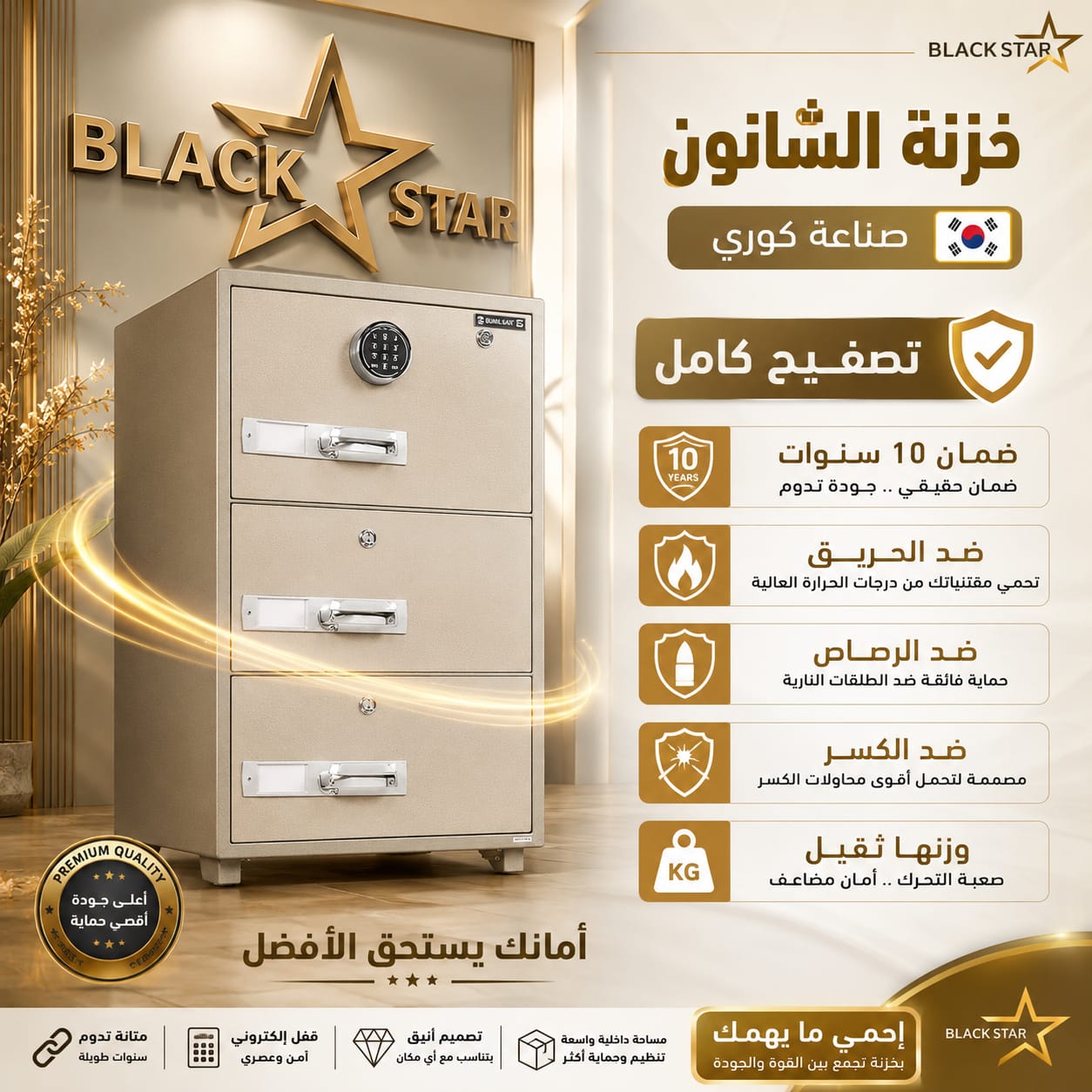 خزنه شانون بوميل الكوري ضمان سبع سنوات وتصفيح كامل وببصمه