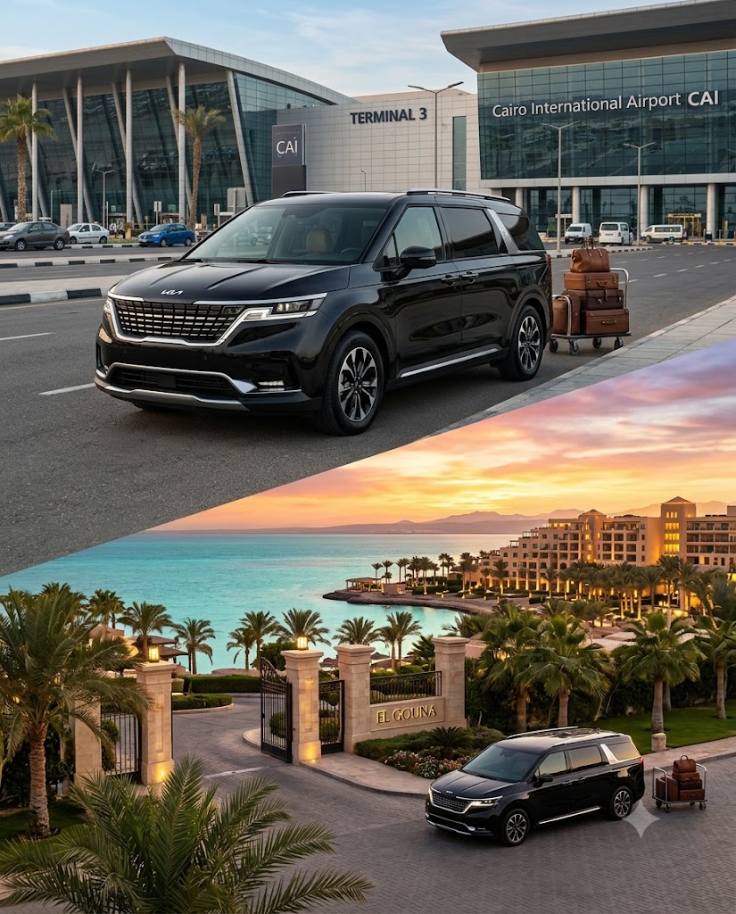 ✈️ Arriving at Cairo Airport and heading to El Gouna?  Travel in comfort with our 2026 Kia Carnival 