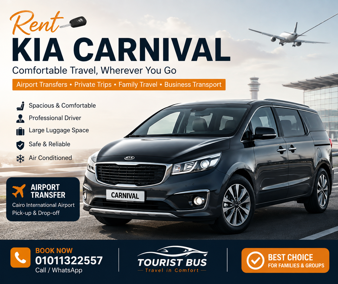 Kia Carnival Rental in Egypt | Comfortable Airport Transfers and Private Trips