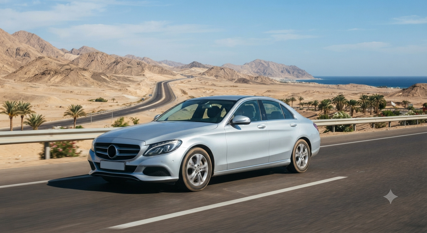 Car Rental Mercedes C180 2026 with Private Driver from Cairo Airport to Nuweiba with Tourst Company 