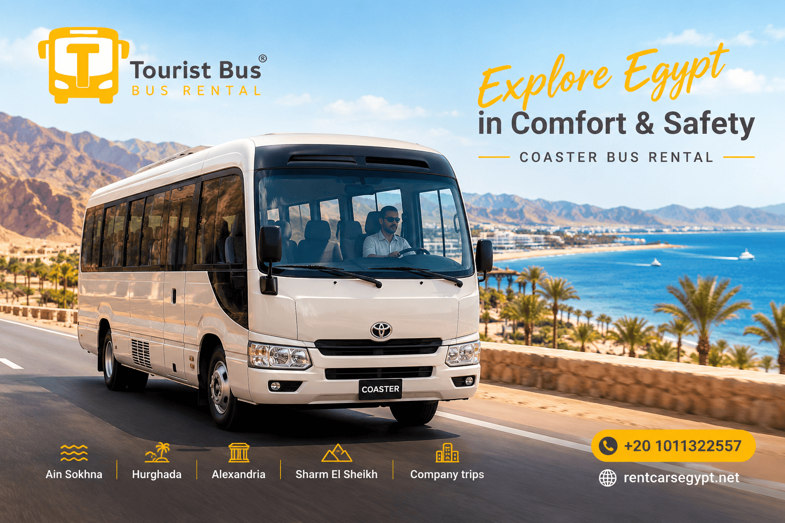 Coaster Bus Rental in Egypt with Driver | Comfortable Group Transportation